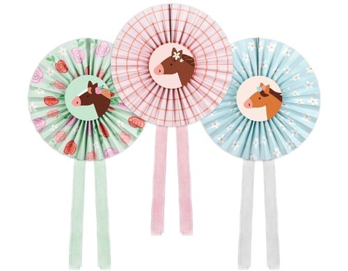 Partydeco Deko-Rosetten Pferd 35 cm, 3 Stück