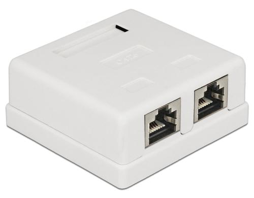 Delock RJ-45 Cat.6 Gehäuse: 2 Port Weiss, LSA Anschluss für Installationskabel