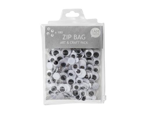 I am Creative Wackelaugen zum Aufkeben 180 Stück, im ZIP-Bag, 10 - 20 mm