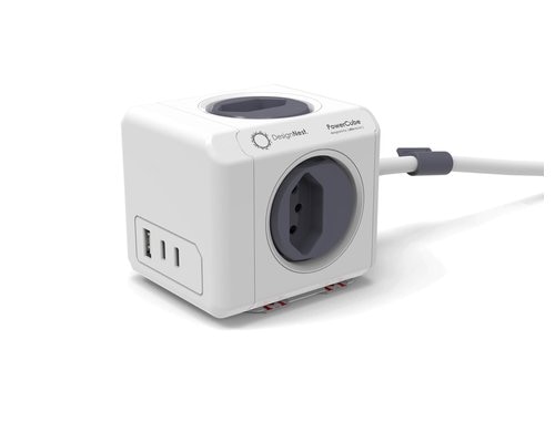 Allocacoc PowerCube 35W PD AC weiss 4x T13, 1x USB-A, 2x USB-C, 1.5m