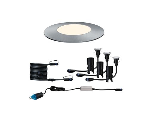 Paulmann Boden-Set 3x2.5W 95lm 3000K IP65, Netzteil IP55, 95°, 24V, Silber