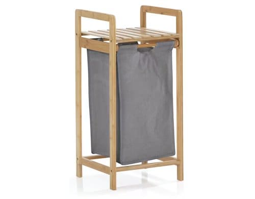 Lumaland Wäschekorb Bambus Grau 33x33x73cm