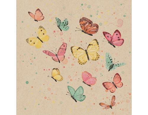 B+C Servietten Natural Butterflies 33x33 cm, 20 Stück, 3-lagig, recyclet