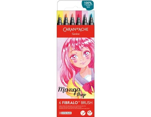 Caran d'Ache Filzstift Fibralo Brush Manga Kartonschachtel mit 6 Farben