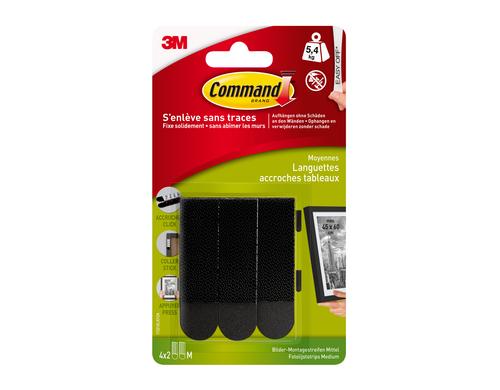 3M Command Bilder-Montagestreifen M schwarz,4 Set, Traglast: 5.4