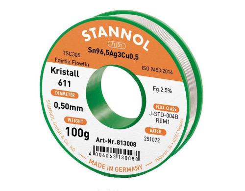 Stannol Lötdraht 611 2,5% Ø 0,5 FLOWTIN TSC305 FairTin 100 g