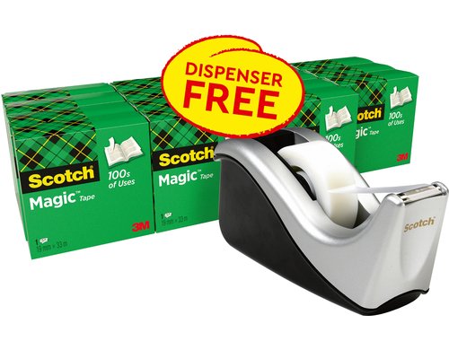 3M Scotch Magic Pultabroller schwarz Abroller schwarz + 16 Rollen 19 mm x 33 m
