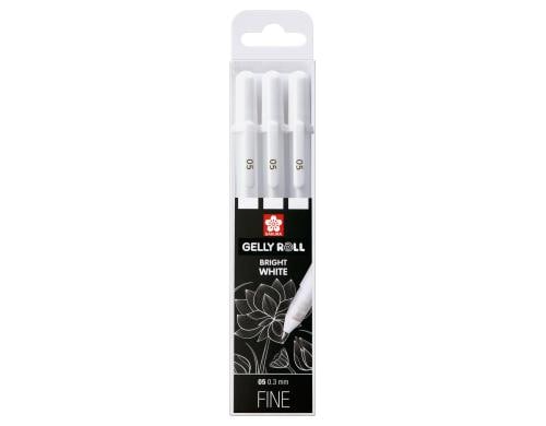 Sakura Gelschreiber 3er Set Weiss, Fein
