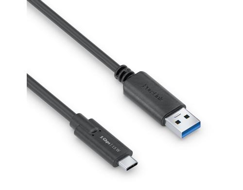 PureLink USB3.1 Gen1 USB-A-C, 1.0m, Schwarz 5Gbps, 3A, iSeries