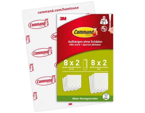 3M Command Bilder-Montagestreifen M+L weiss, 16 Set, Traglast: 5.4 kg und 7.2 kg